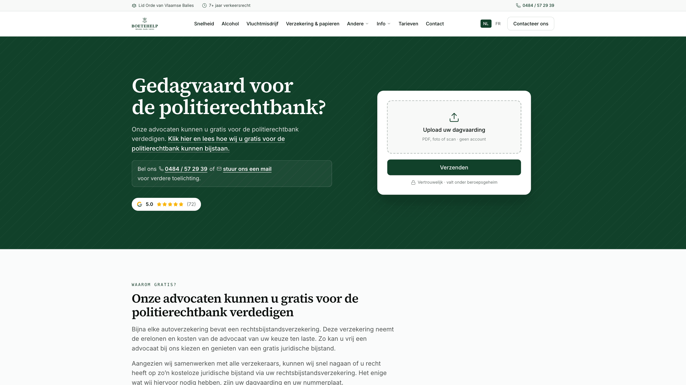 Boetehelp.be: voorbeeld van de website