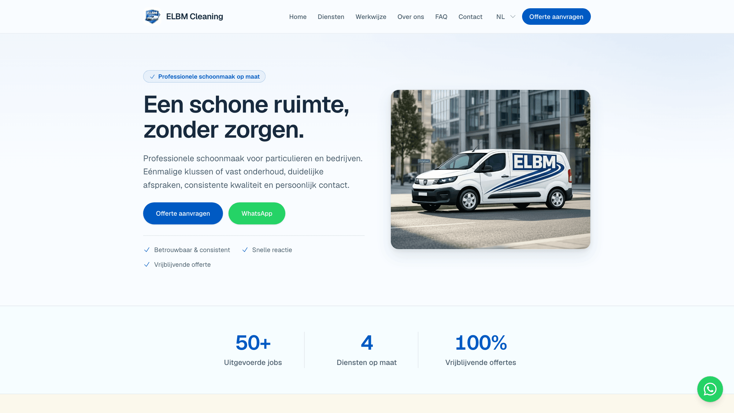 ELBM Cleaning: voorbeeld van de website